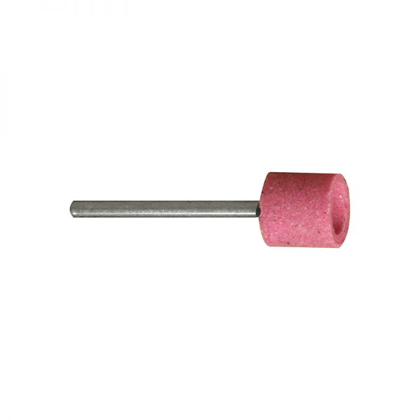 Ferramenta abrasiva composta por um pequeno rebolo fixado em uma haste de aço sendo utilizada para remoção de cantos em “L”