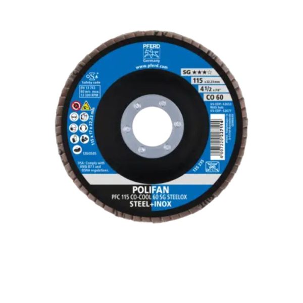 Disco Lamelar POLIFAN PFC 115x22,23mm Cônico CO-COOL 60 SG STEELOX