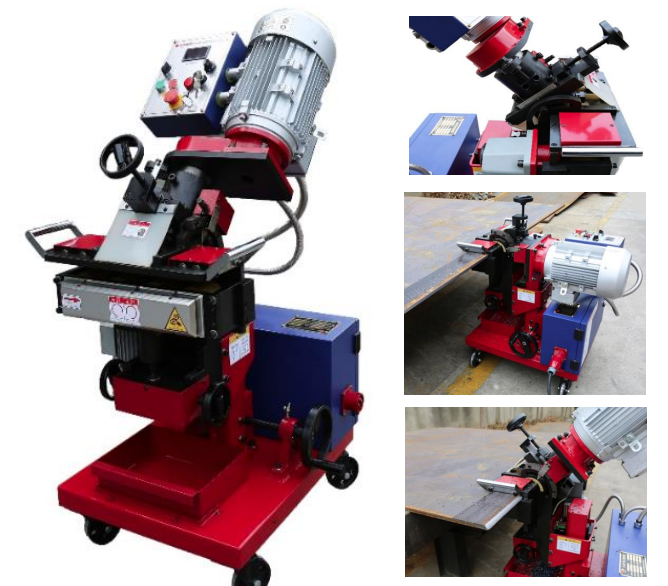 Chanfradeira automática Bevelord BLD-60L executando chanfro em chapa metálica espessa