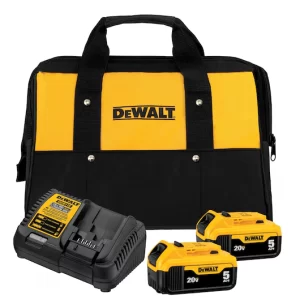 Kit 2 Baterias 5Ah 20V MAX com Carregador + Bolsa – DEWALT