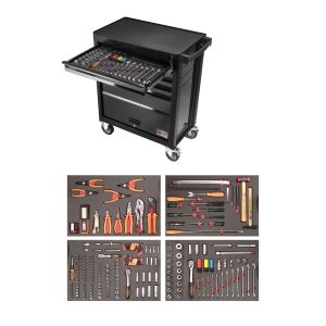 Carro com Ferramentas 5 Gavetas e 1 Porta com 204 peças