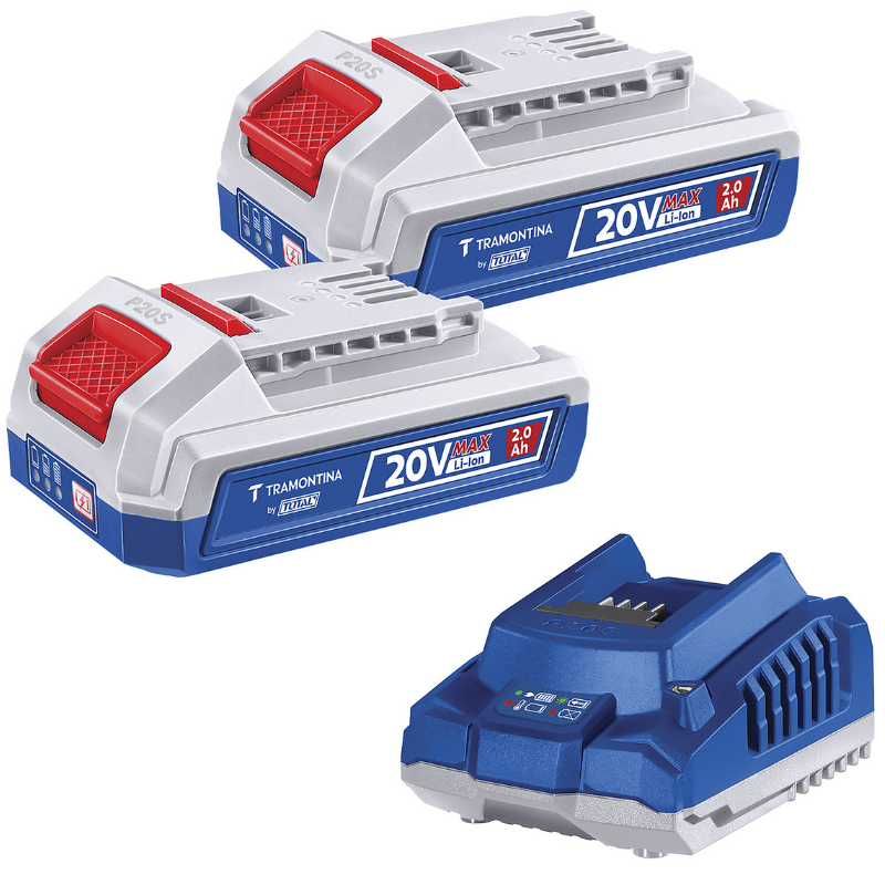 Kit 2 Baterias 20V 2,0Ah + Carregador 2,0A Tramontina by Total